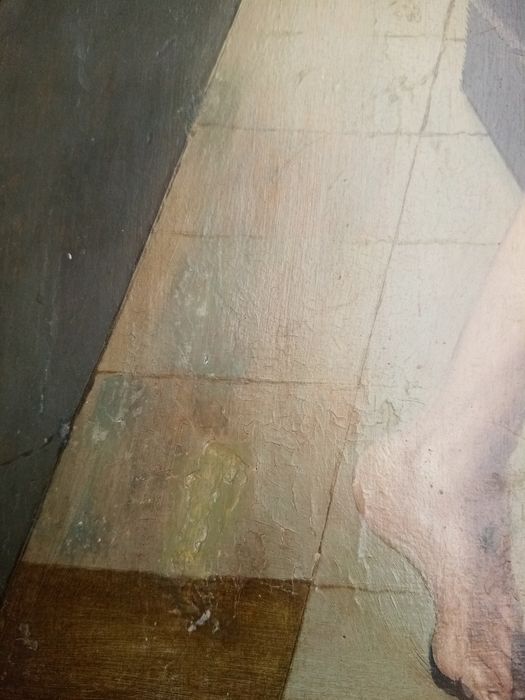 triptyque, détail du panneau n°4 (intérieur) : Apparition du Christ à la Vierge après sa Résurrection, apparation du Christ à la Madeleine
