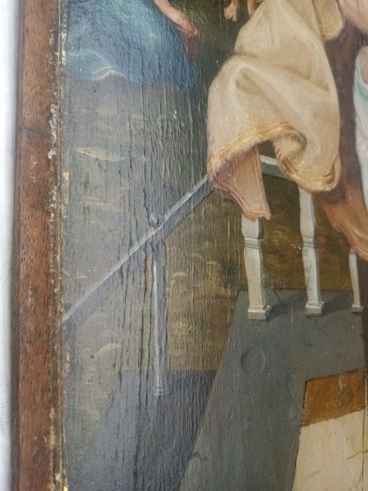 triptyque, détail du panneau n°4 (intérieur) : Apparition du Christ à la Vierge après sa Résurrection, apparation du Christ à la Madeleine