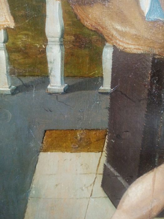 triptyque, détail du panneau n°4 (intérieur) : Apparition du Christ à la Vierge après sa Résurrection, apparation du Christ à la Madeleine