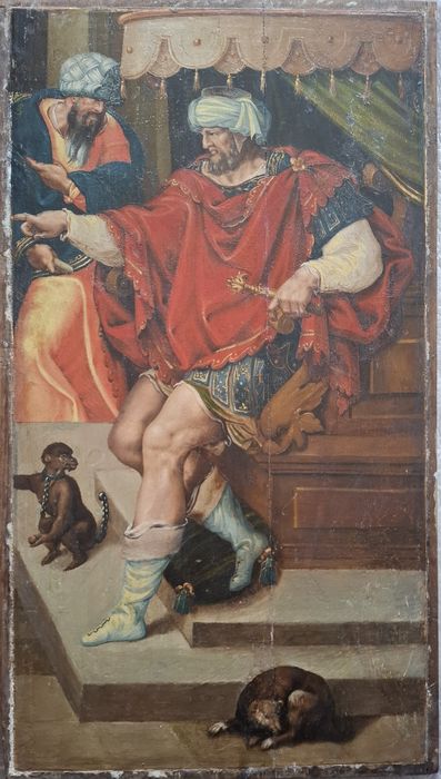 triptyque, détail du panneau n°1 (intérieur) : Jugement de Pilate (le)