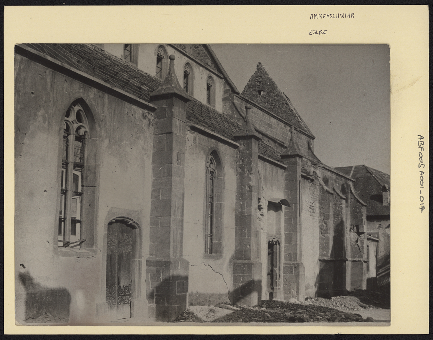 Dommages de guerre, vue de détail de la façade sud. 