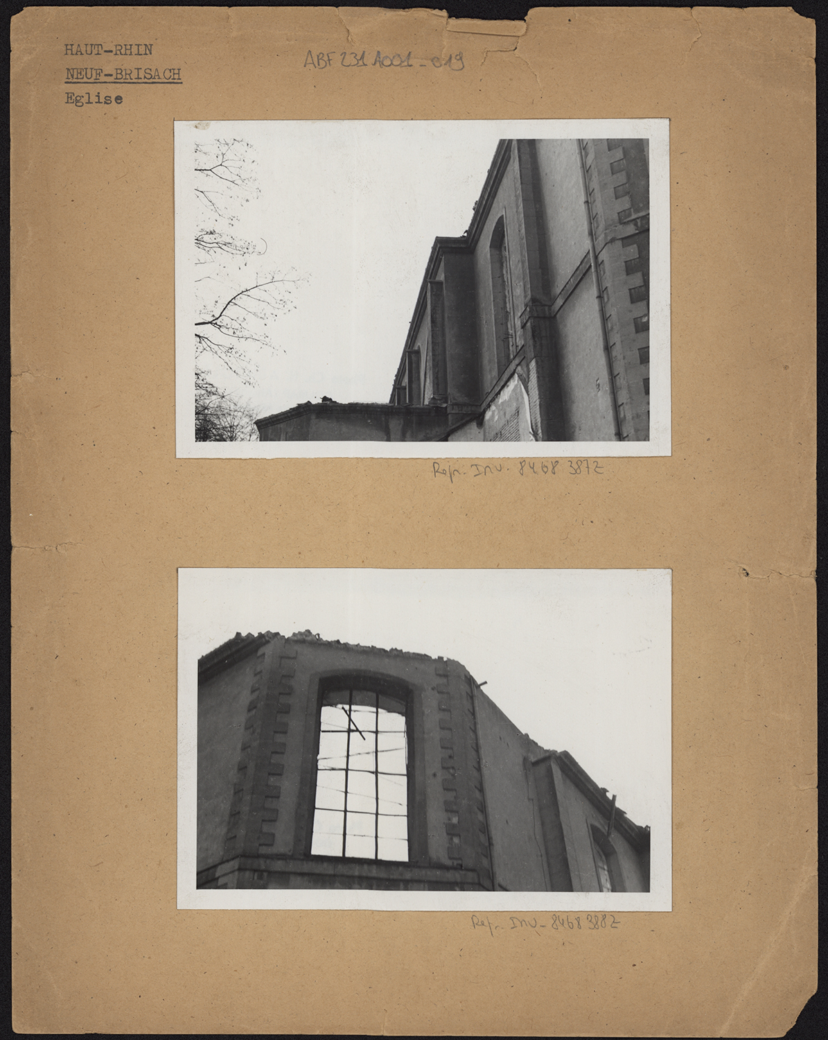 Dommages de guerre, vues de détail de la façade sud et du chevet.
