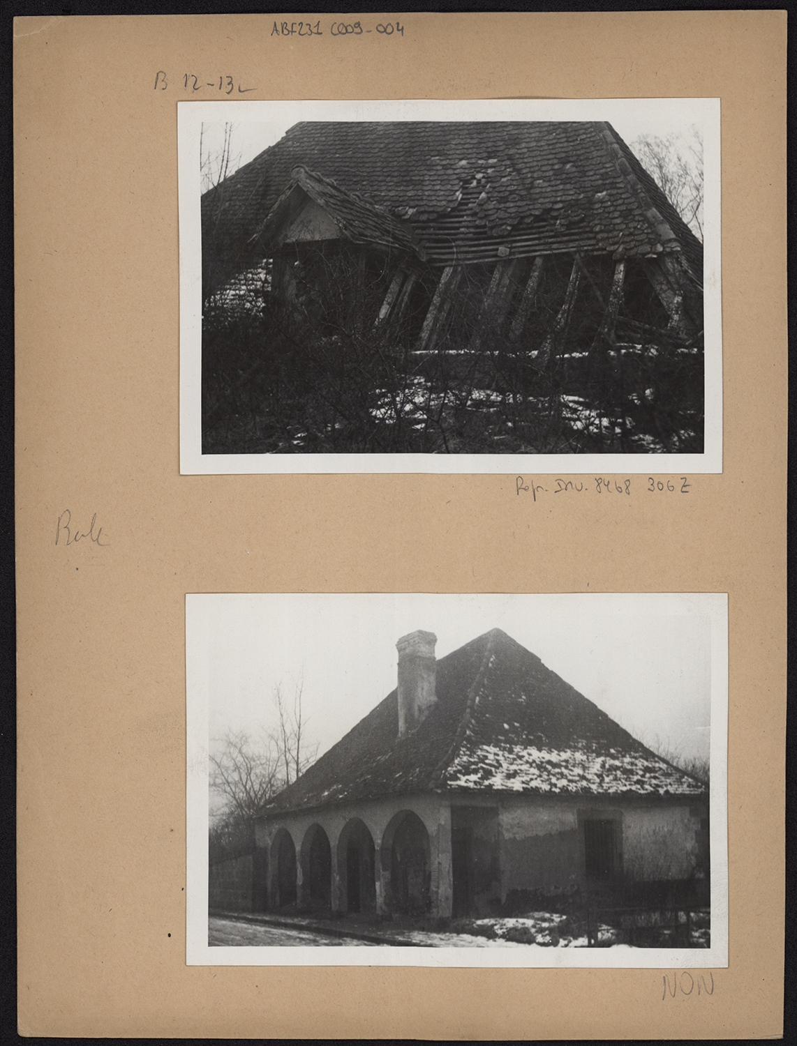 Vues d’ensemble et de détail du corps de garde après 1945 (détruit).
