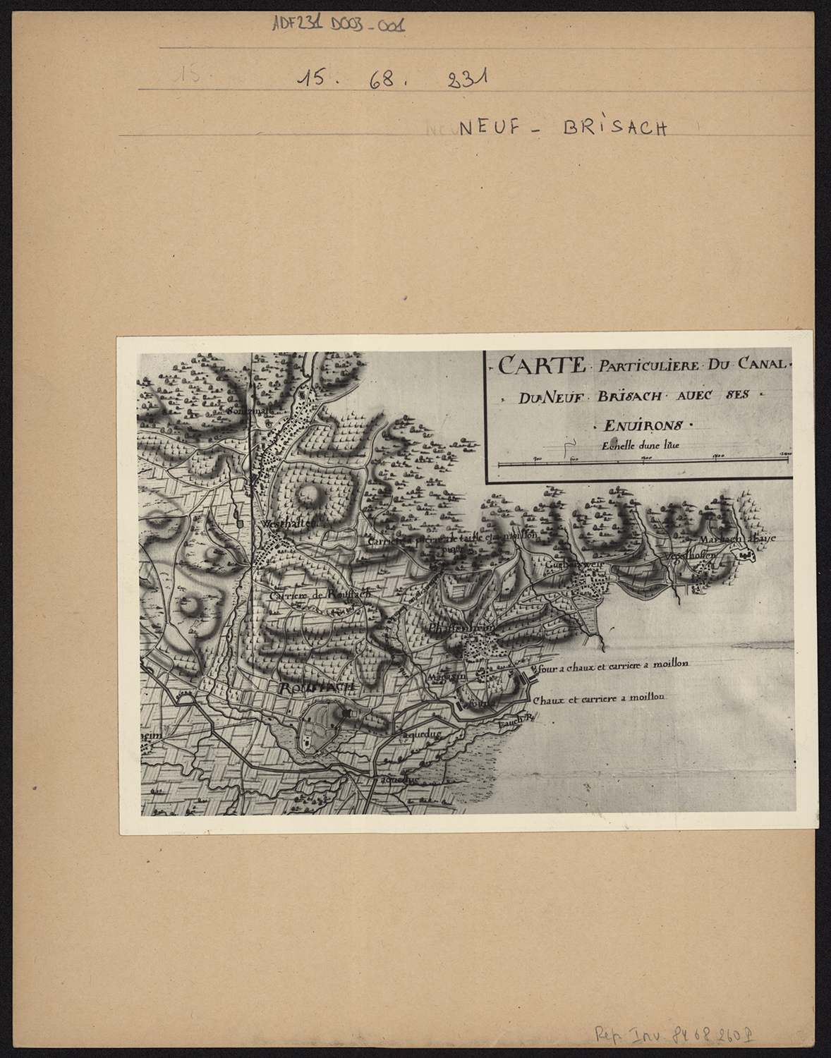 Carte du canal de Neuf-Brisach et de ses environs.
