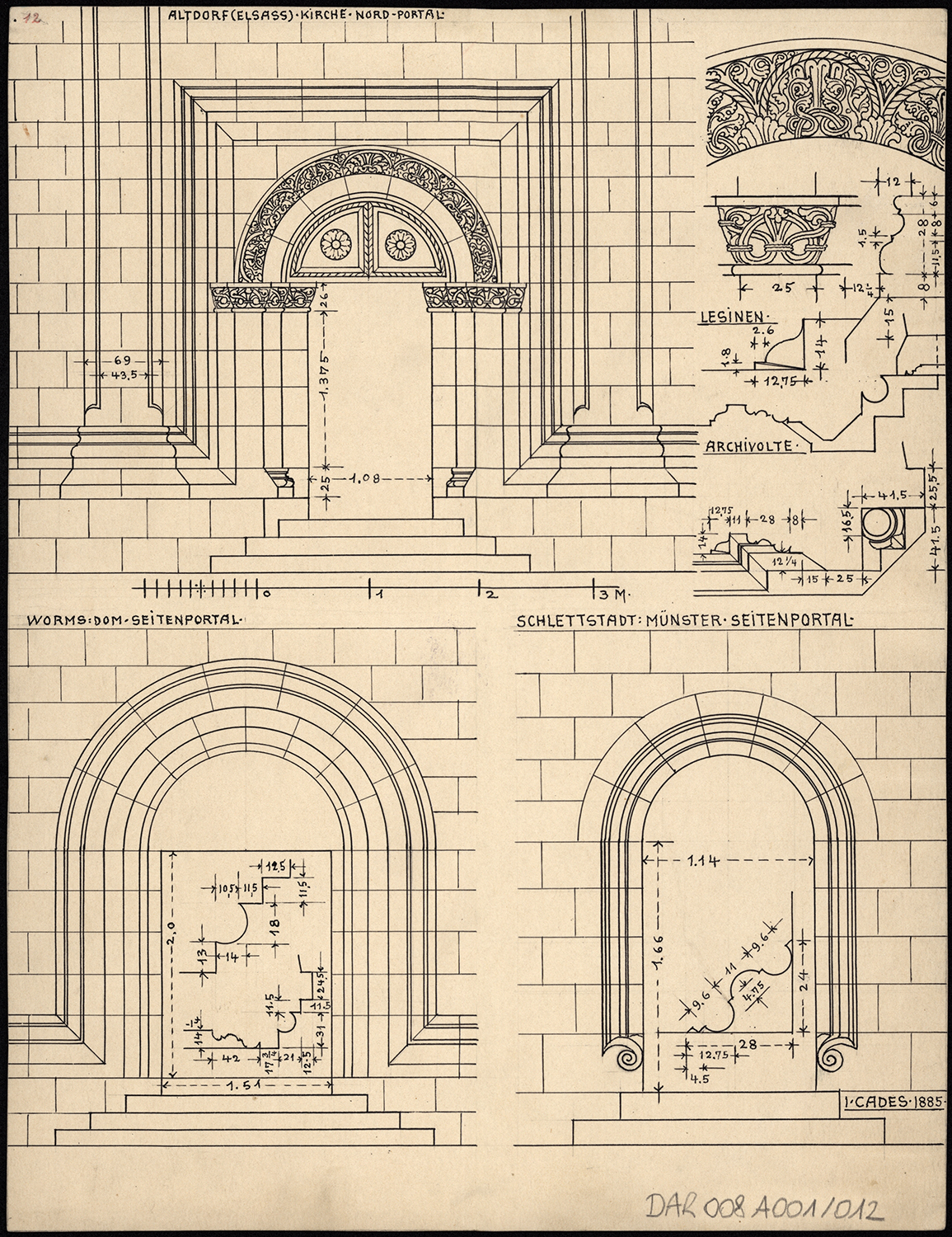 Etude comparée du portail nord avec les portails latéraux de l’église de Sélestat et de Worms.