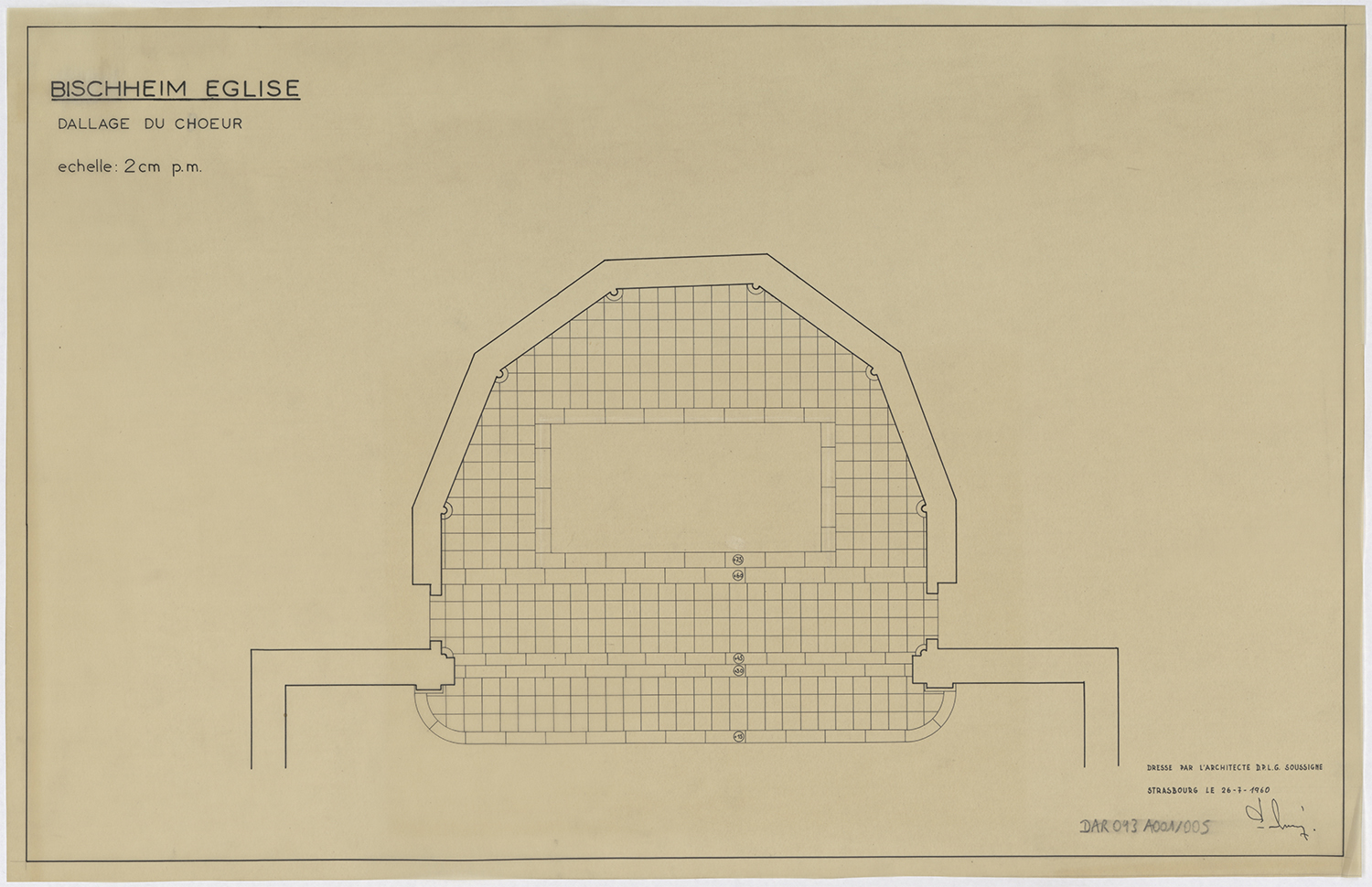 Dallage du choeur, plan.