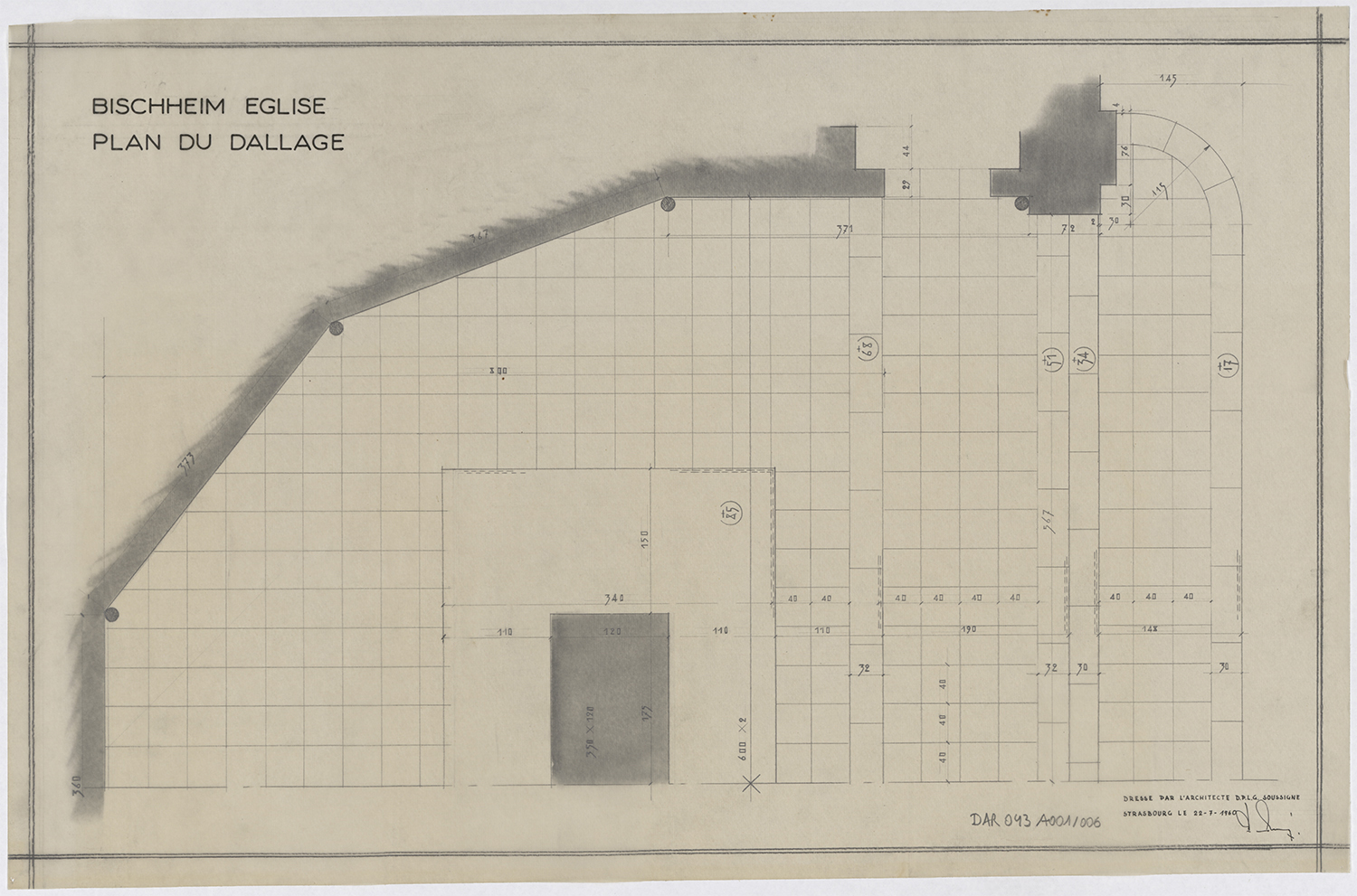 Dallage du choeur (moitié sud), plan.