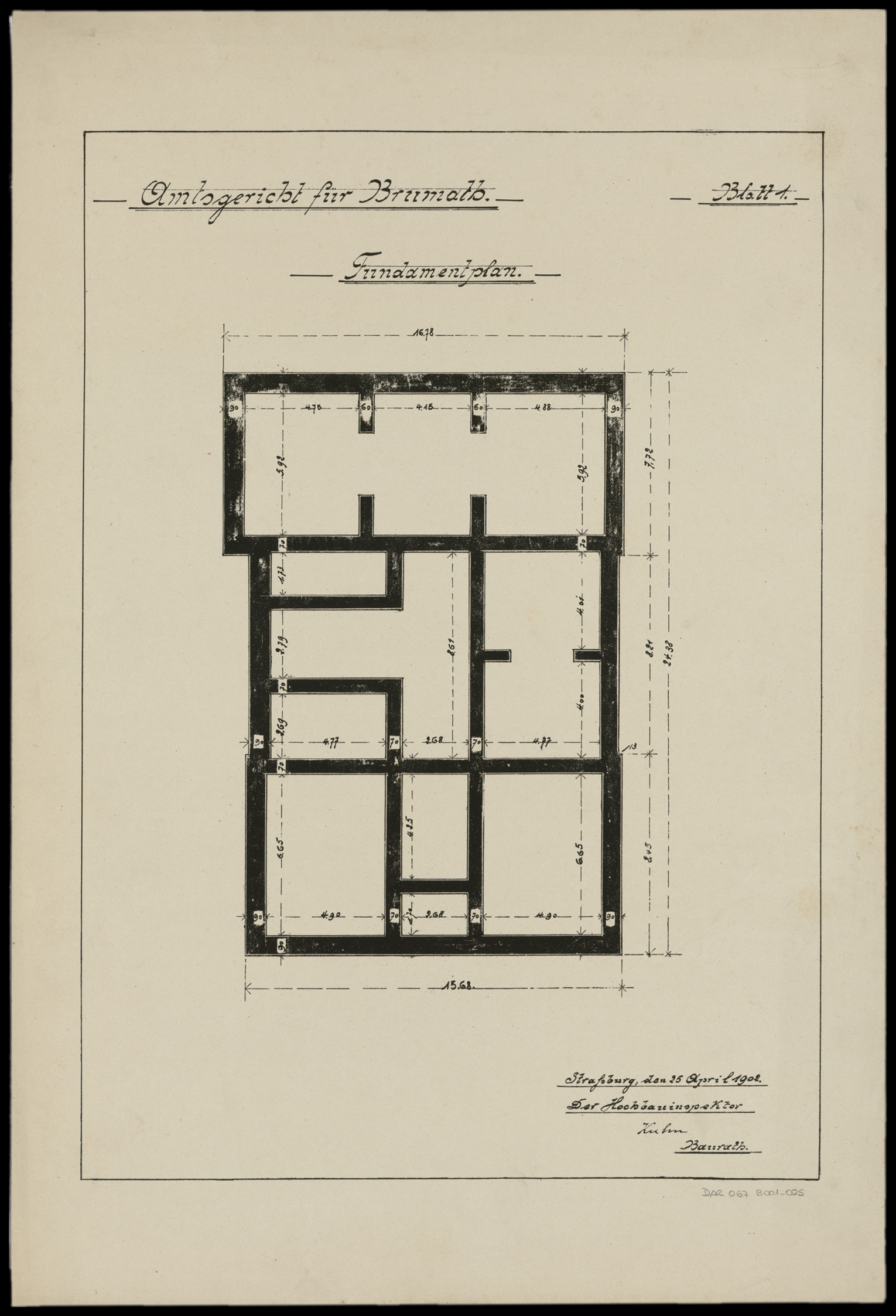 Nouveau bâtiment du tribunal, plan des fondations.