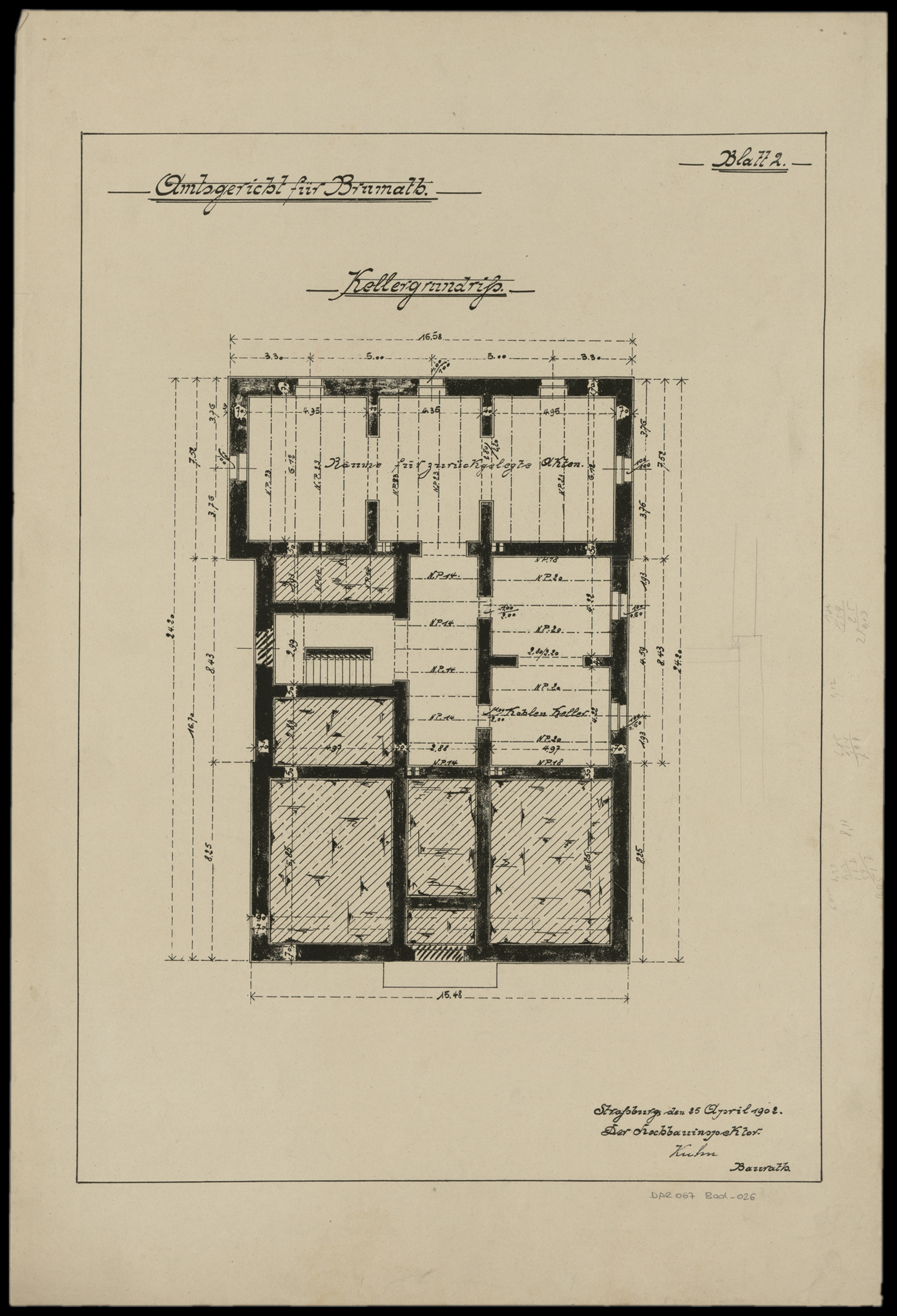 Nouveau bâtiment du tribunal, plan du sous-sol.