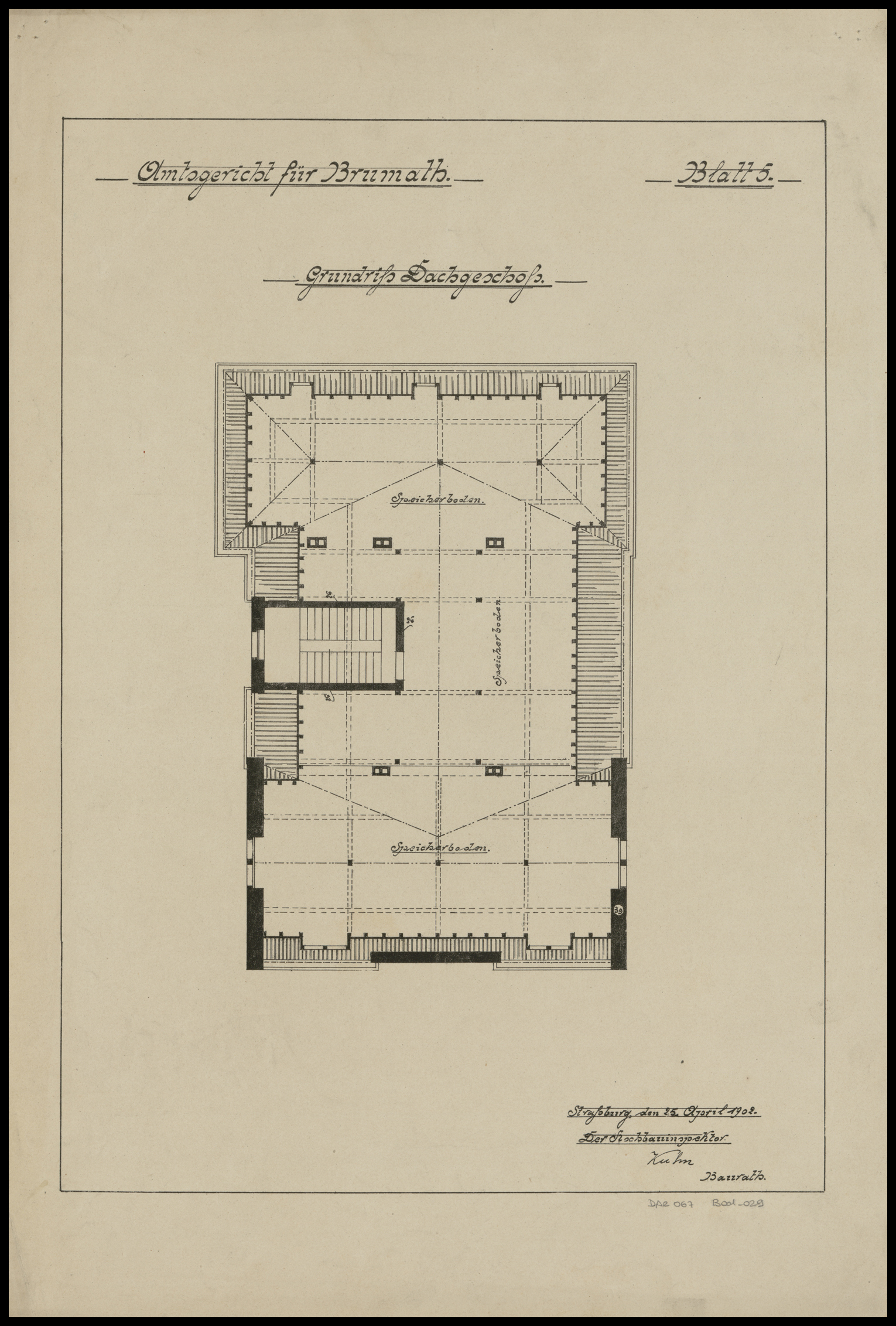 Nouveau bâtiment du tribunal, plan des combles.