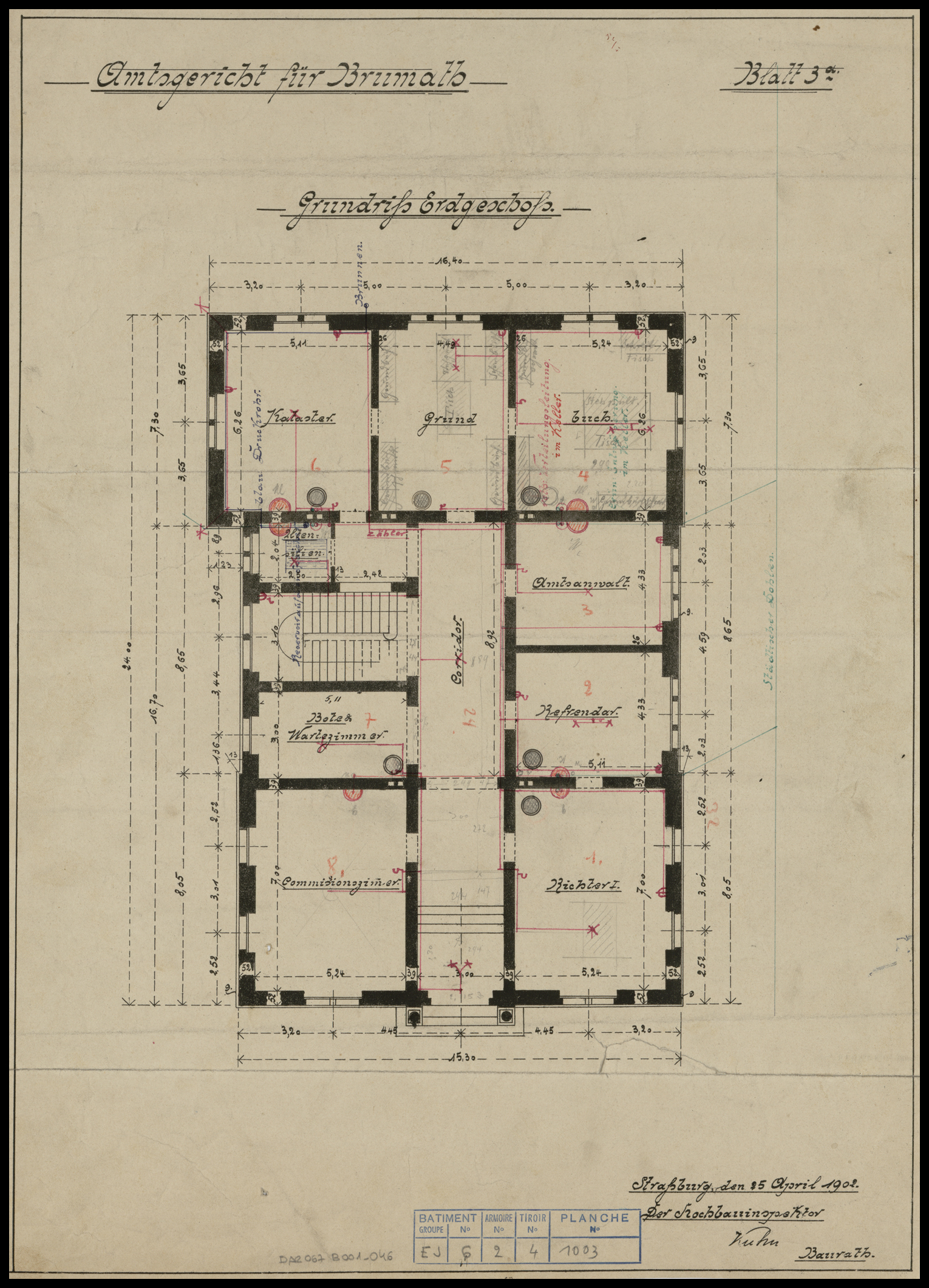 Nouveau bâtiment du tribunal, plan du rez-de-chaussée.