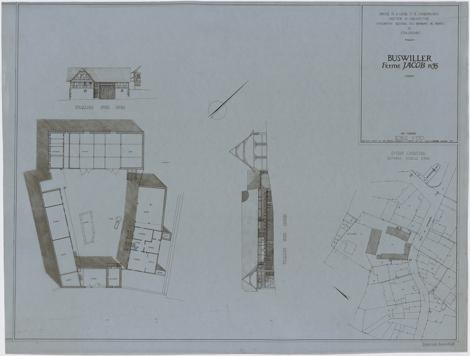 Ferme Jacob, plan de situation et élévations.