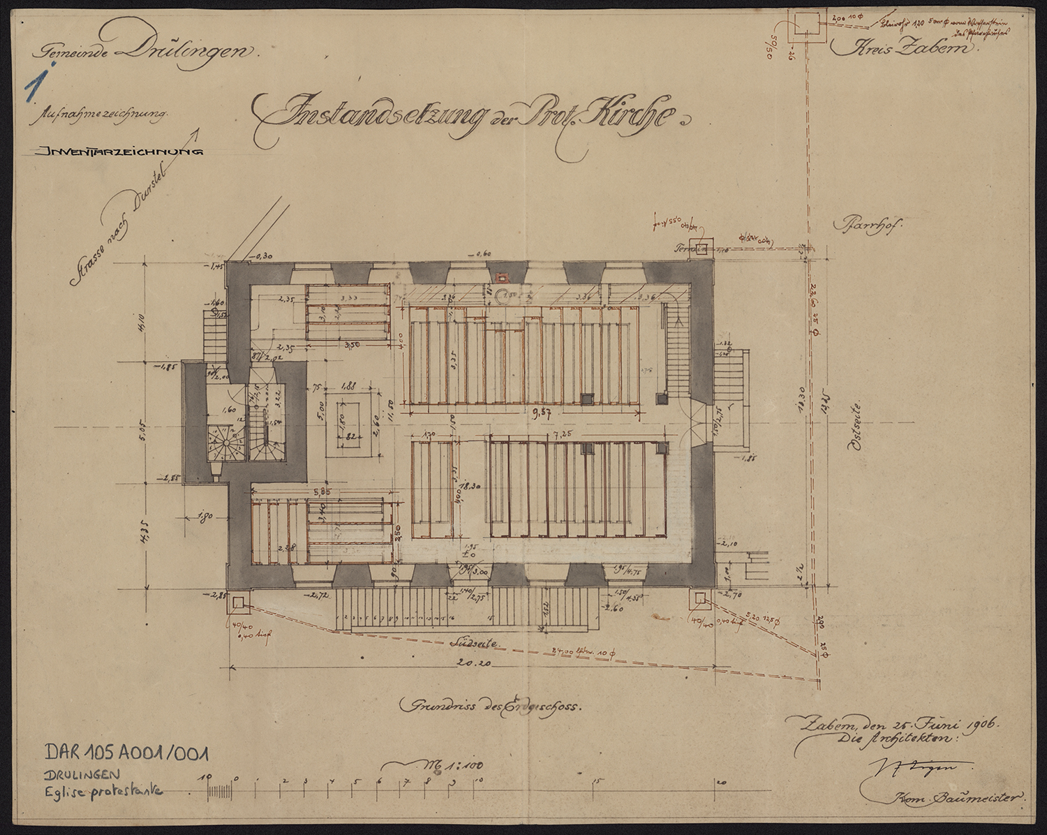 Plan du rez-de-chaussée, avec matérialisation du mobilier.