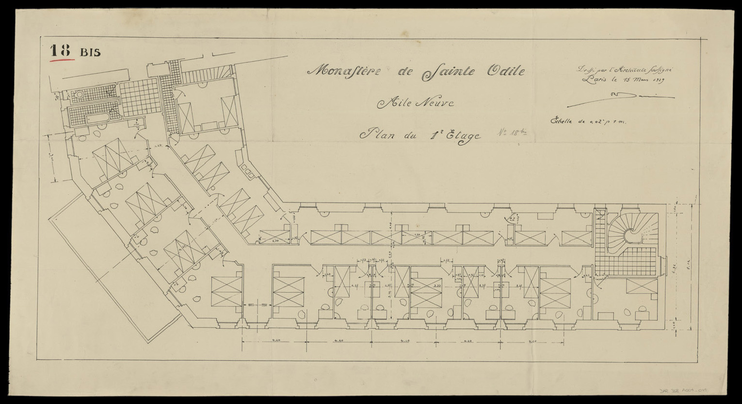 Aile neuve, plan de masse du premier étage.