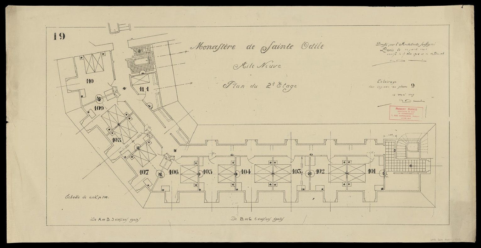 Aile neuve, plan de masse du second étage.