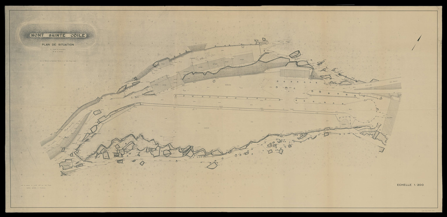 Plan de situation de l’avant du monastère et de la ferme.