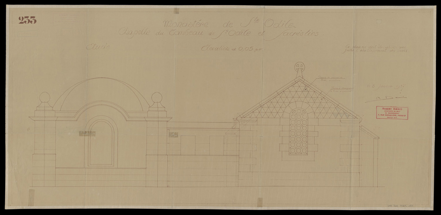 Chapelle du Tombeau et sacristies, élévation extérieure.