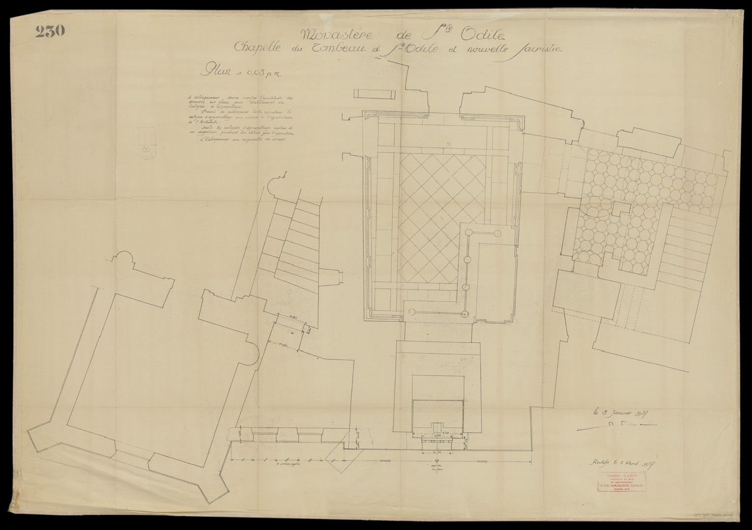 Chapelle du Tombeau et nouvelle sacristie, plan de masse.