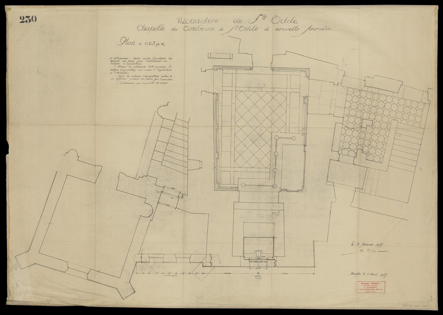 Chapelle du Tombeau et nouvelle sacristie, plan de masse.