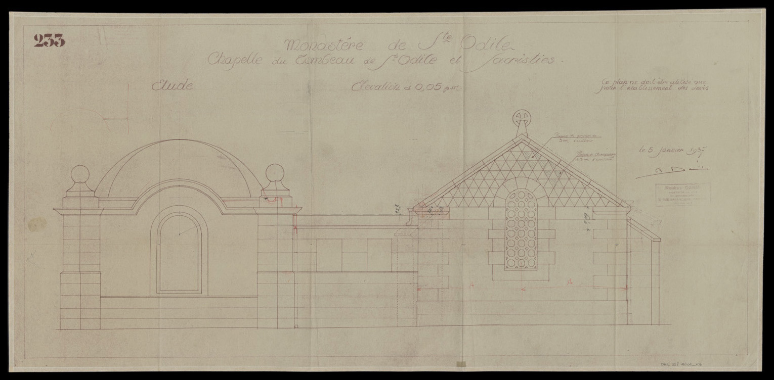 Chapelle du Tombeau et sacristies, élévation.