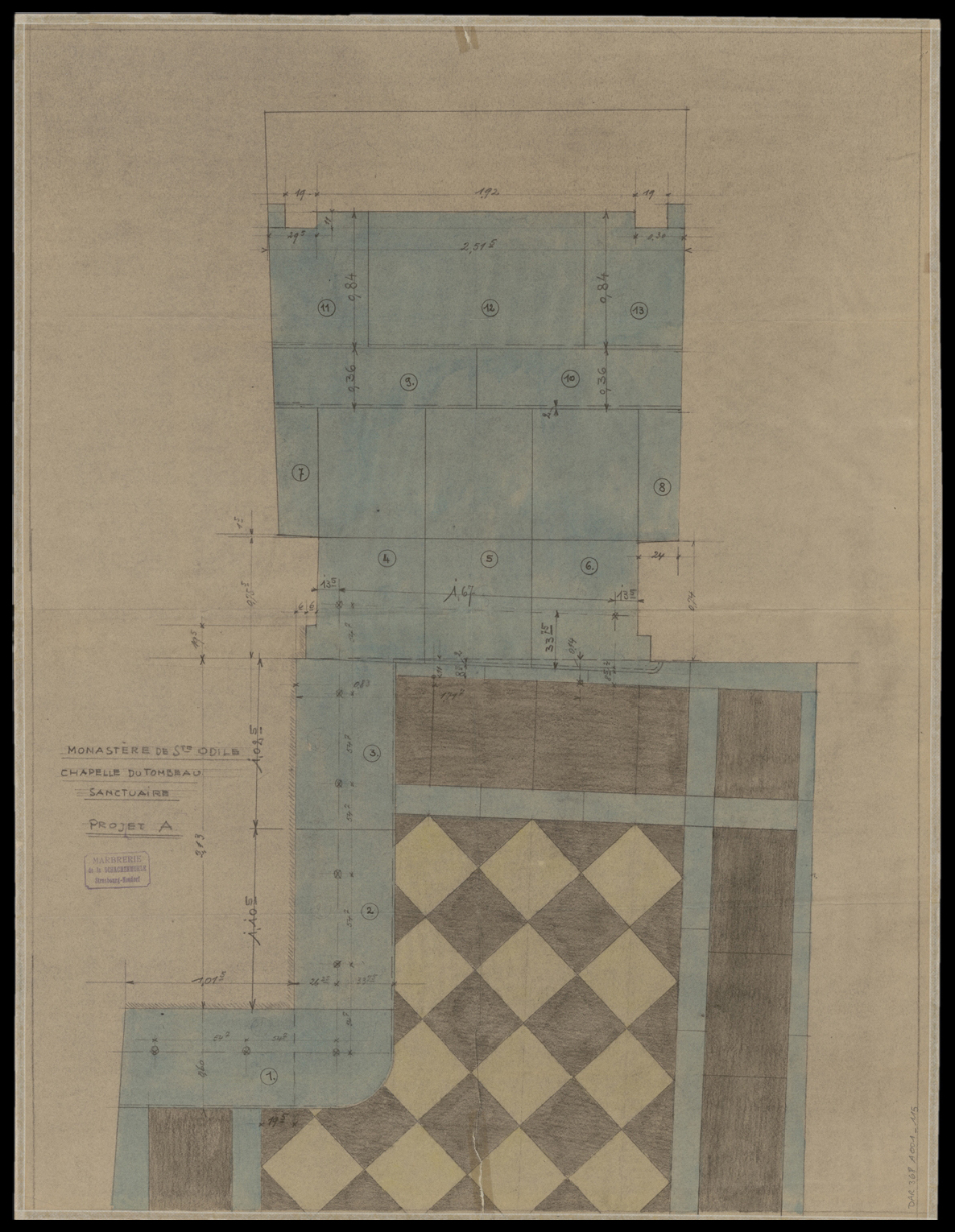 Chapelle du Tombeau, plan du dallage.