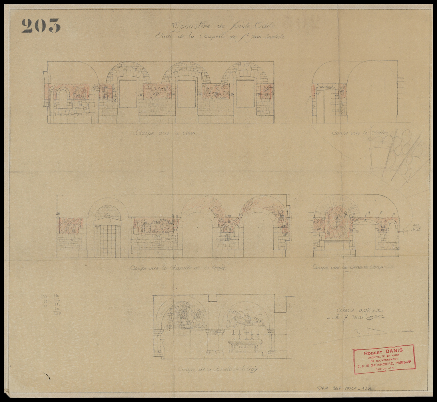 Chapelles de la Croix et de Saint-Jean-Baptiste, élévations intérieures.