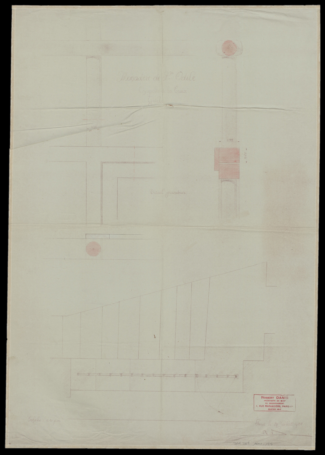 Chapelle de la Croix, plan et détails de la grille.