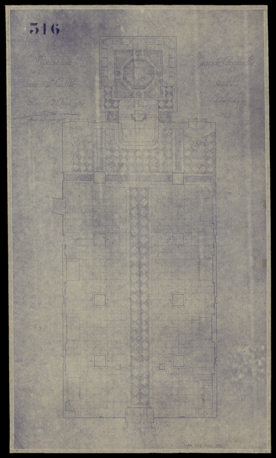 Grande chapelle, plan du dallage.