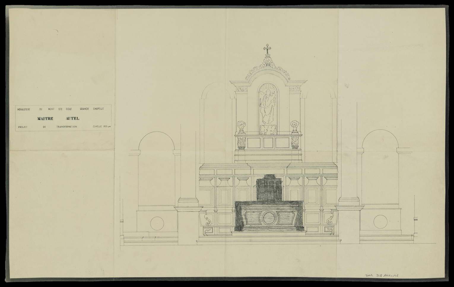 Projet de transformation du maître-autel de la grande chapelle, élévation principale.