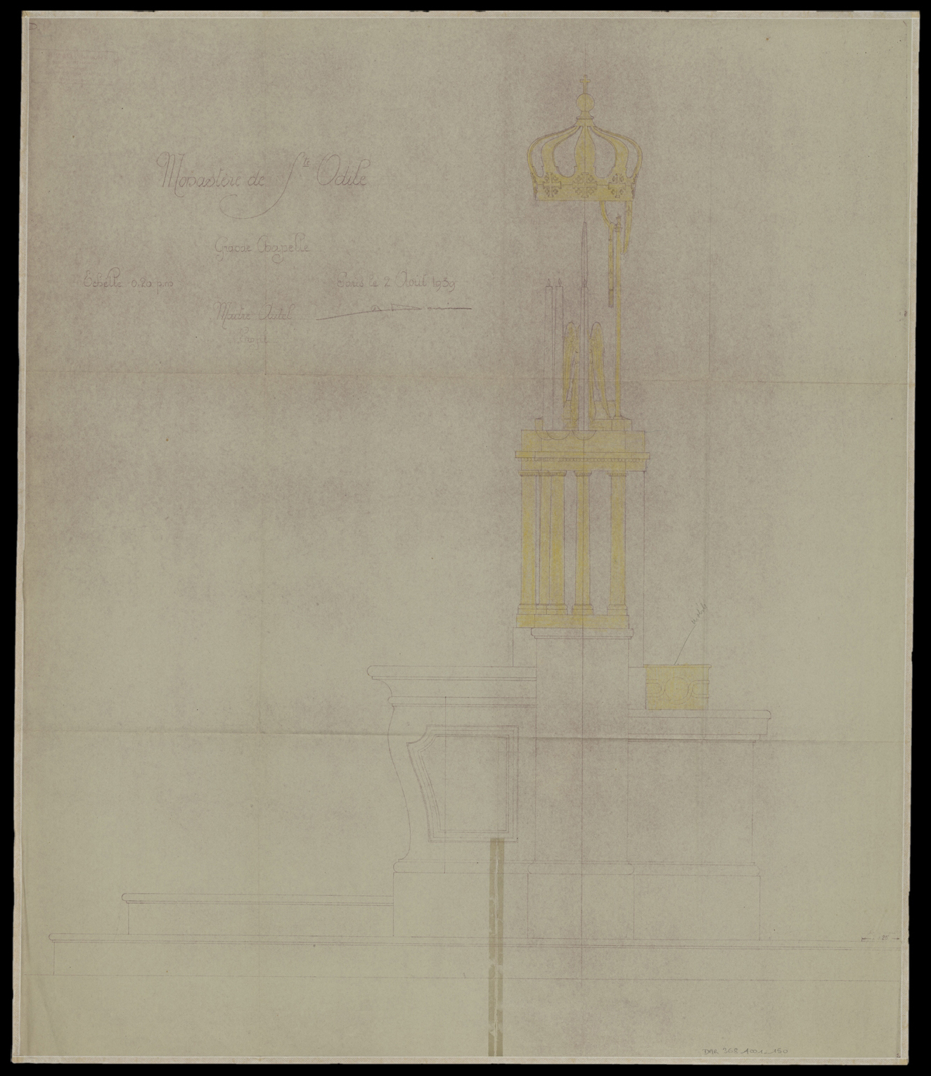 Grande chapelle, élévation latérale du maître-autel.