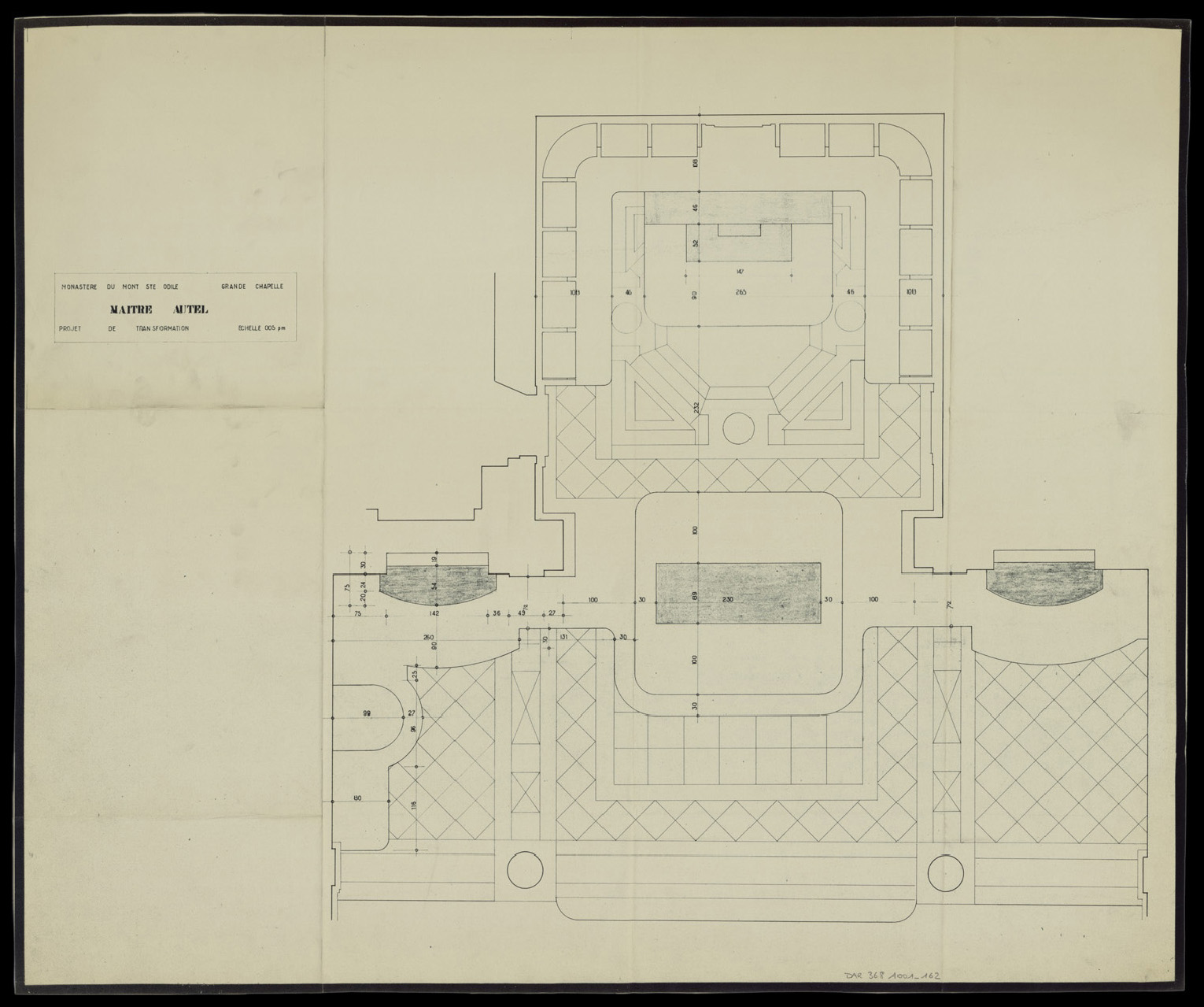 Projet de transformation du maître-autel de la grande chapelle, plan de masse.