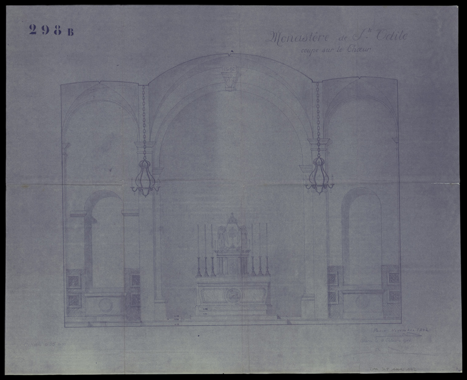 Grande chapelle, coupe transversale sur le choeur.