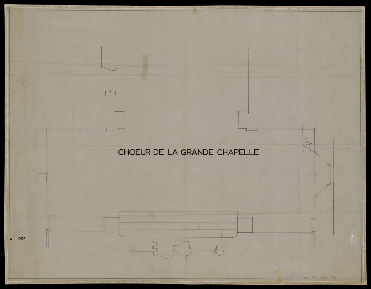 Grande chapelle, plan de masse du choeur.