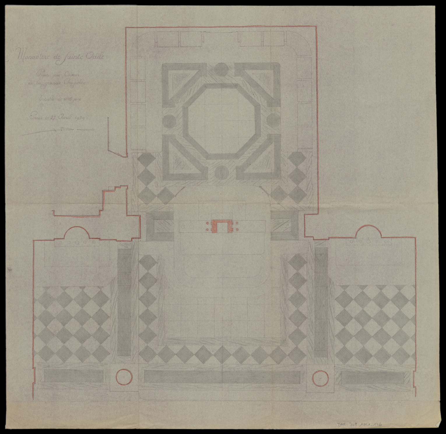 Grande chapelle, plan de masse du choeur.