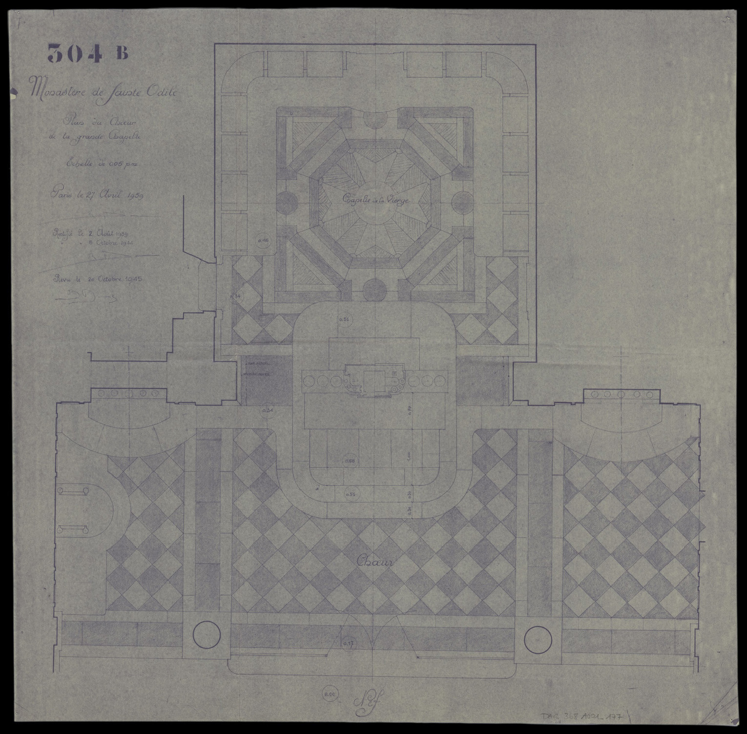 Grande chapelle, plan de masse du choeur.