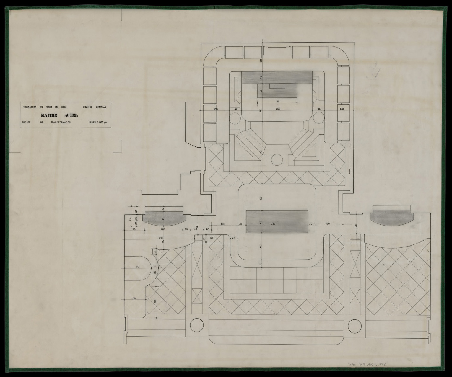 Projet de transformation du maître-autel de la grande chapelle, plan de masse.