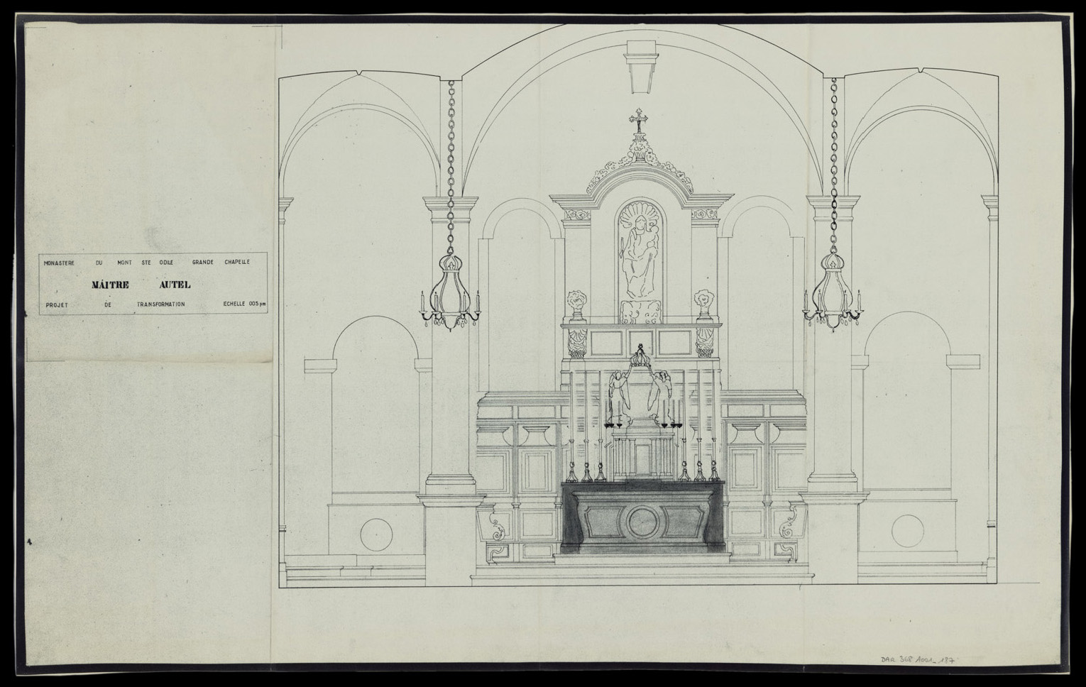 Projet de transformation du maître-autel de la grande chapelle, élévation principale.