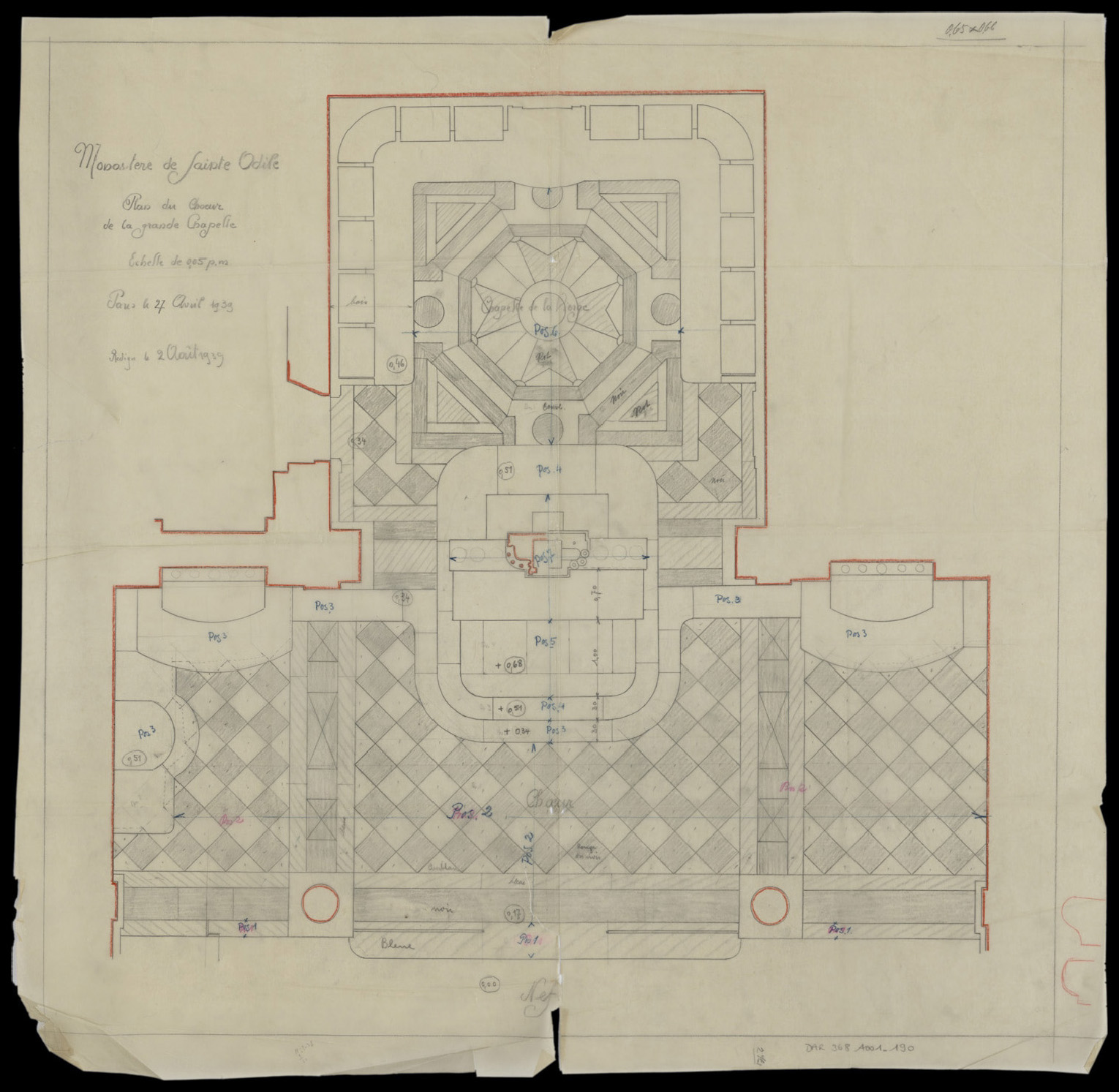 Grande chapelle, plan de masse du choeur.