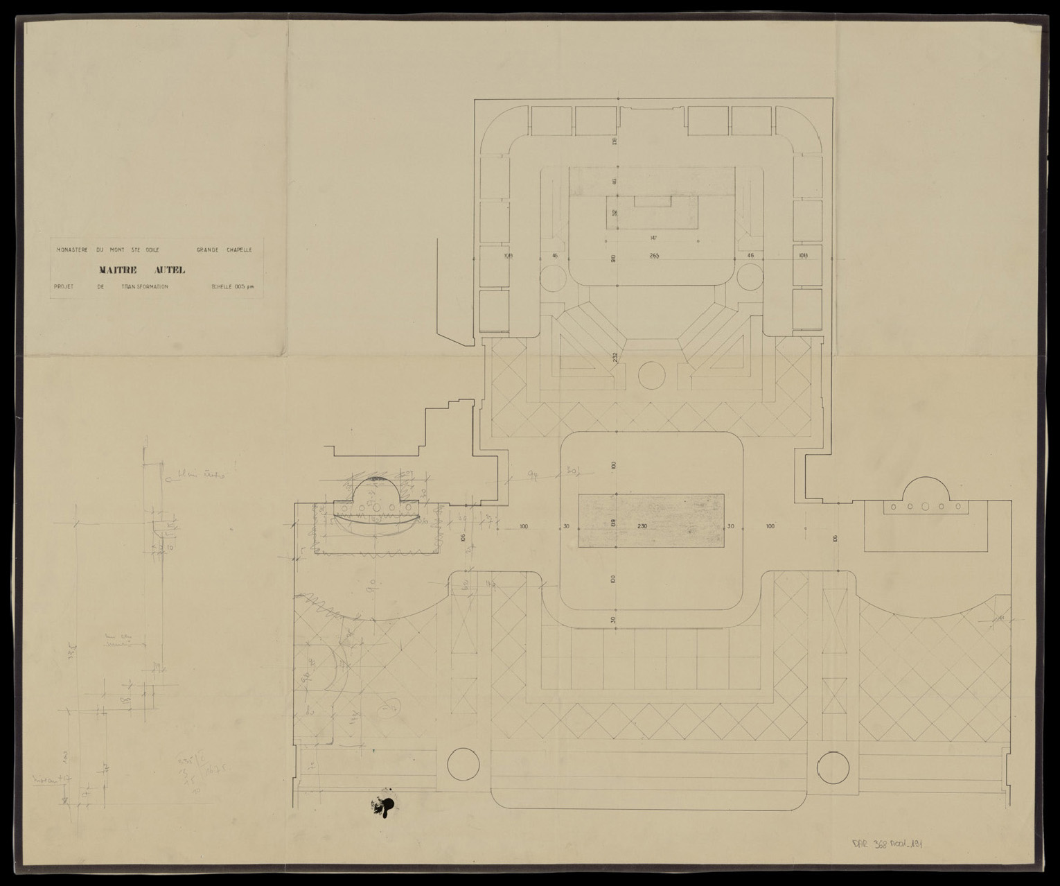 Projet de transformation du maître-autel de la grande chapelle, plan de masse.