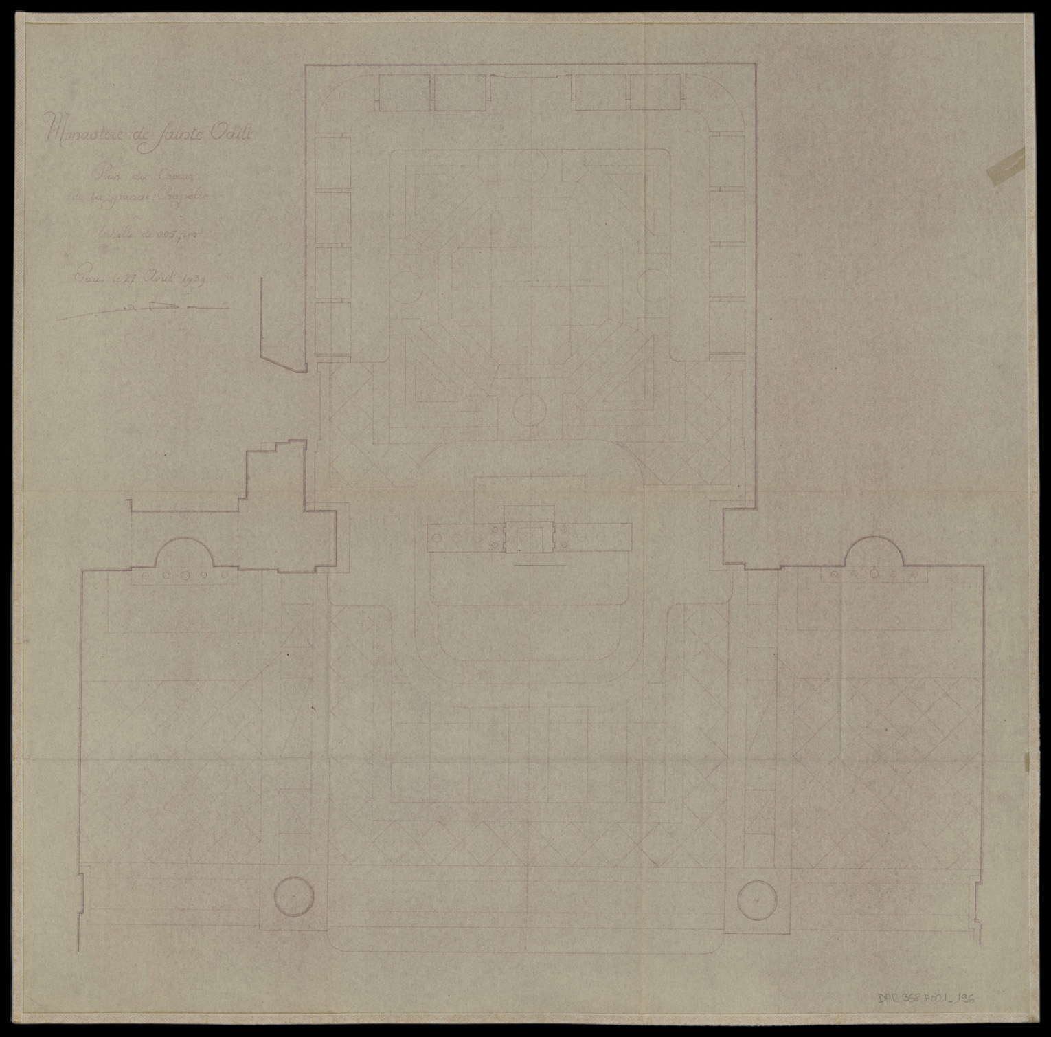 Grande chapelle, plan de masse du choeur.