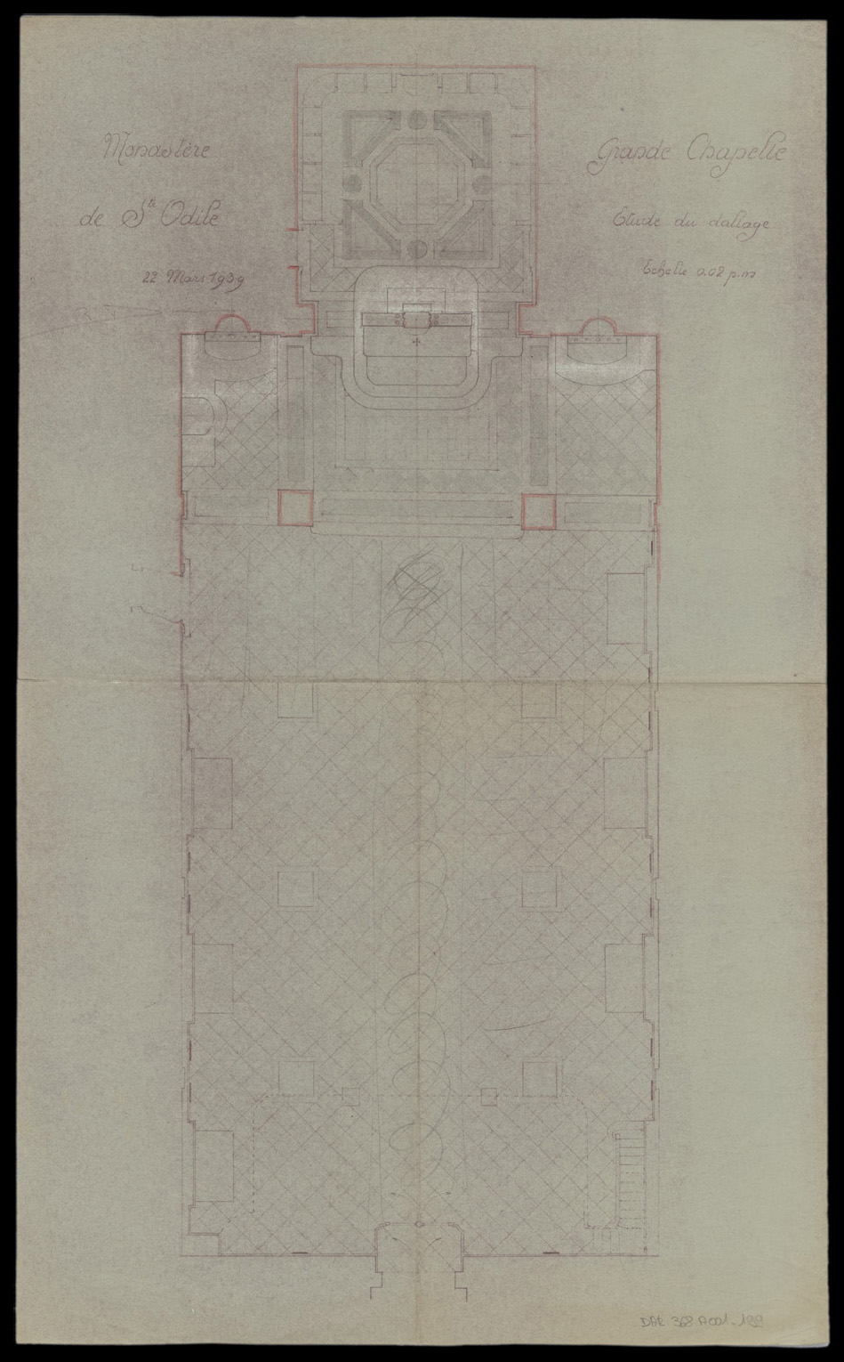 Grande chapelle, plan de masse du dallage.