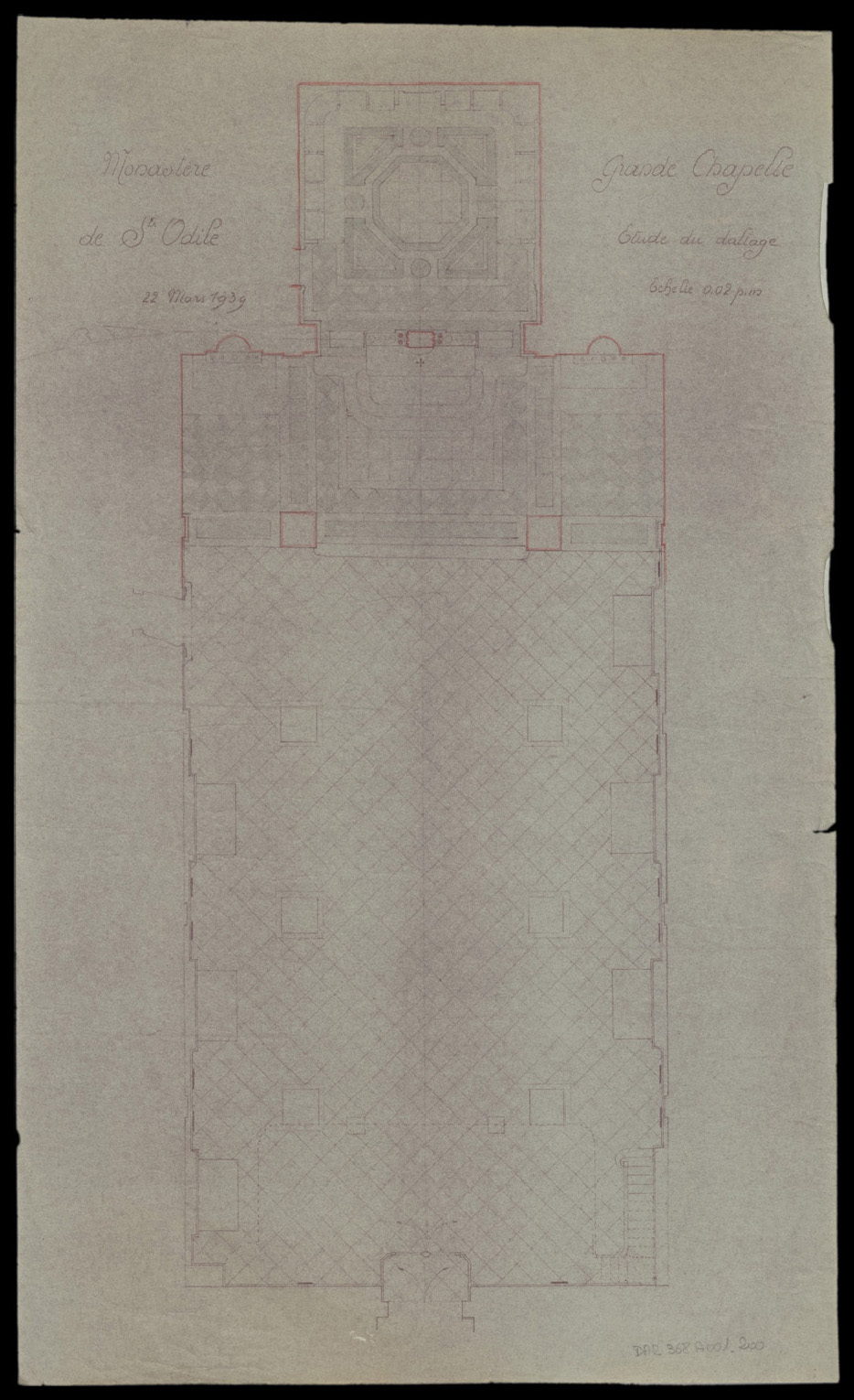 Grande chapelle, plan de masse du dallage.