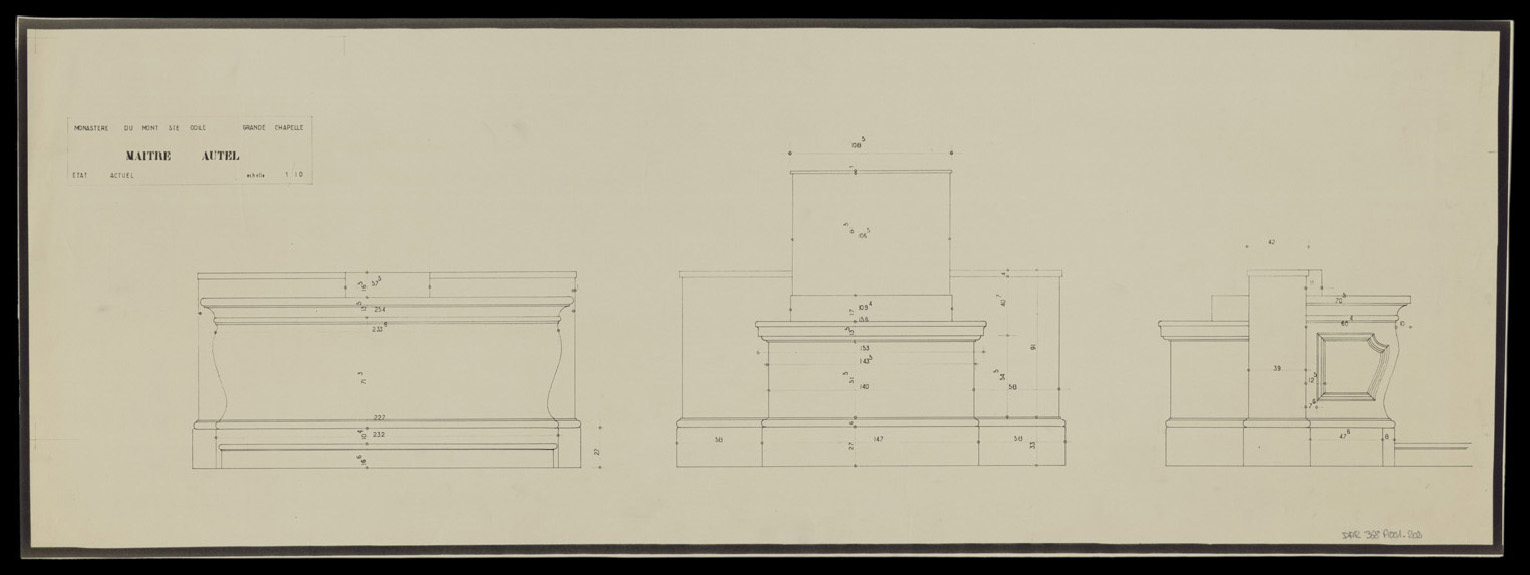 Projet de transformation du maître-autel de la grande chapelle, élévations de l’état avant transformation.