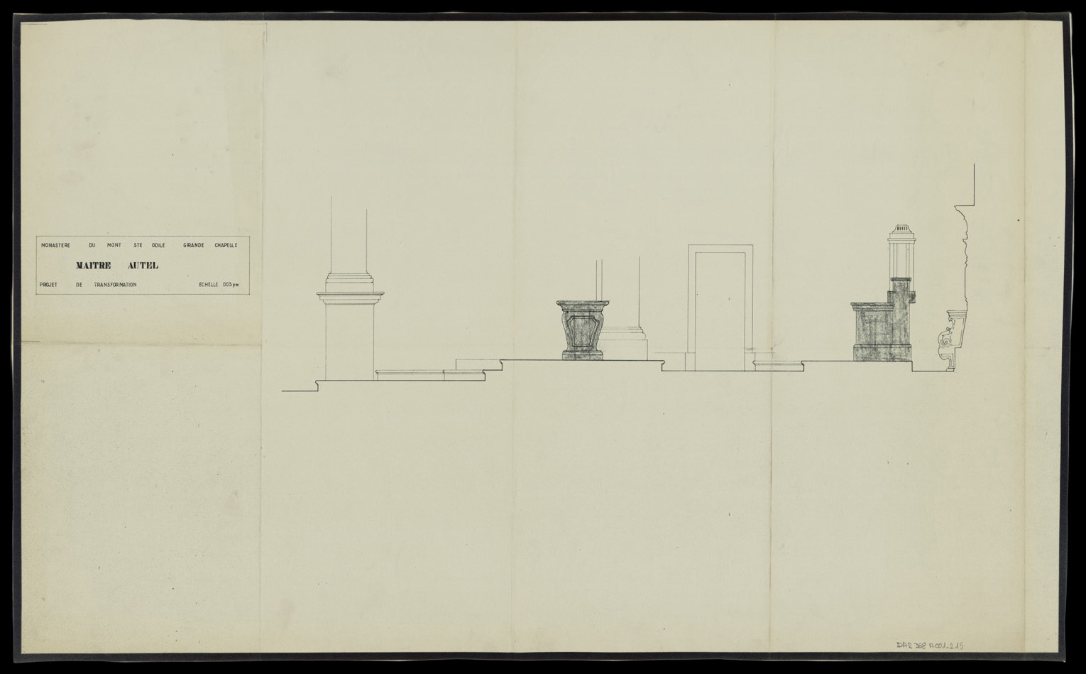 Projet de transformation du maître-autel de la grande chapelle, coupe longitudinale.