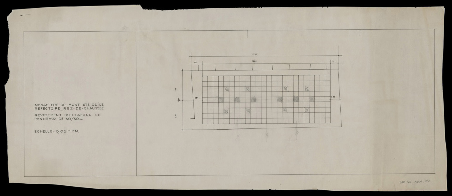 Réfectoire, plan du revêtement du plafond.