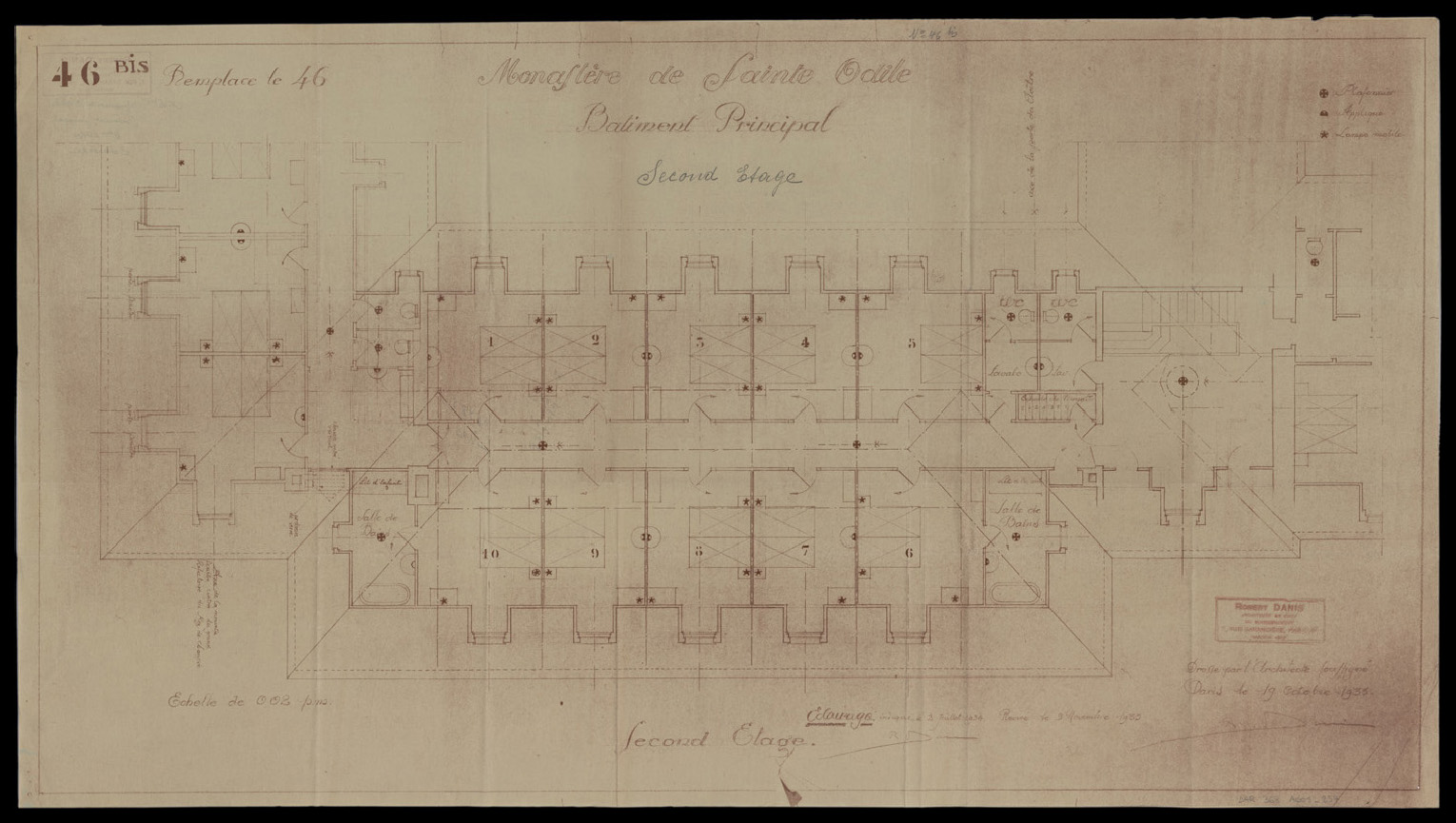 Bâtiment principal, plan de masse du second étage.