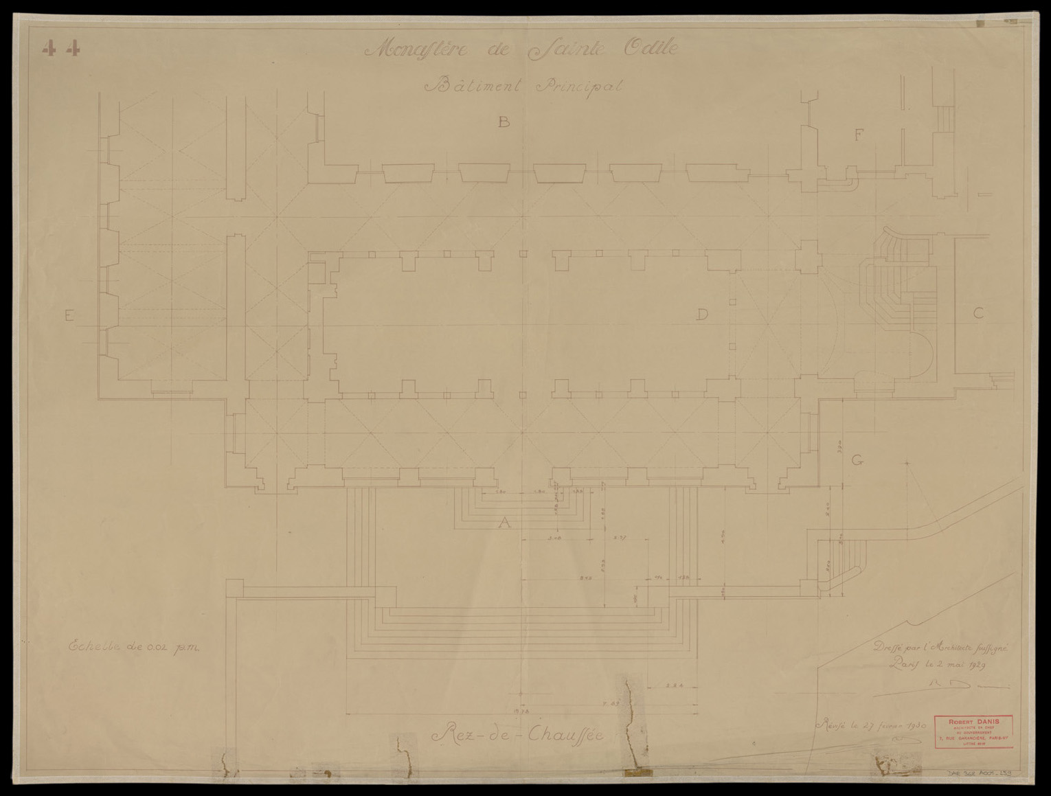 Bâtiment principal, plan de masse du rez-de-chaussée.