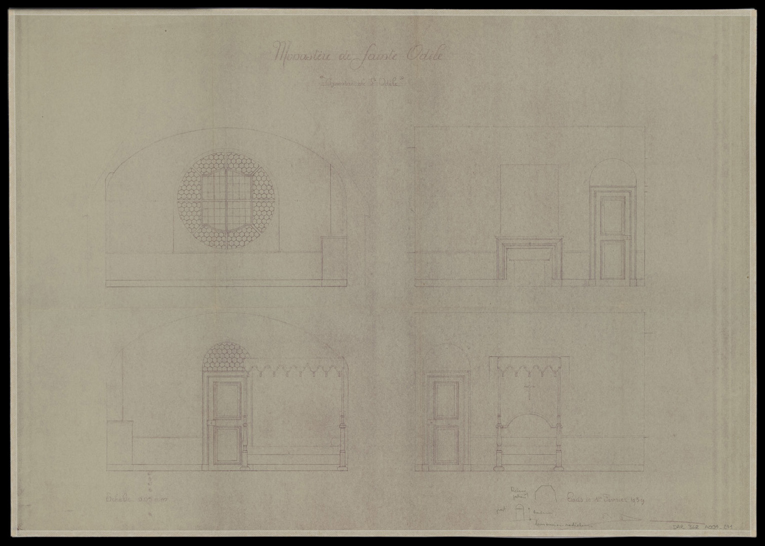 Chambre de sainte Odile, élévations intérieures.