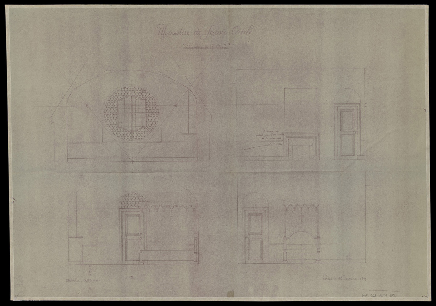 Chambre de sainte Odile, élévations intérieures.