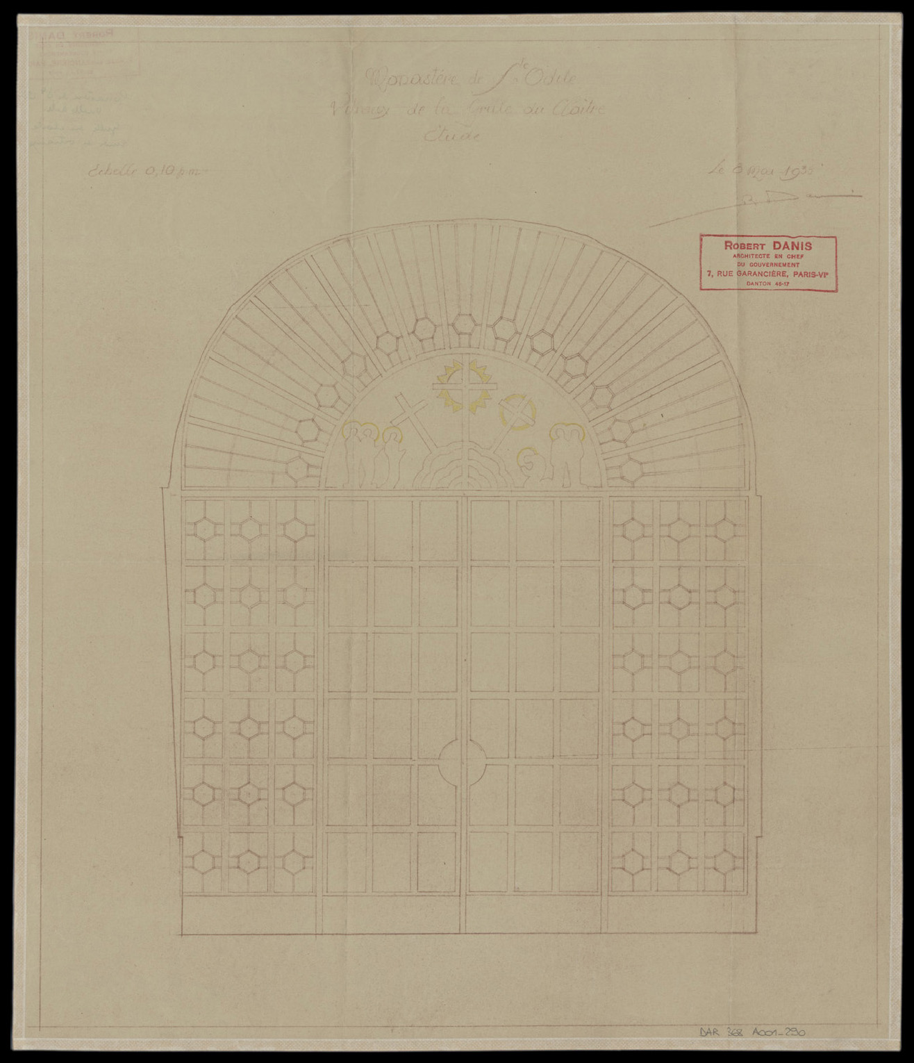 Cloître, étude pour les vitraux de la grille.